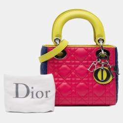مملوكة مسبقًا Dior Pink Mini Tricolor Lambskin Cannage Lady Dior
