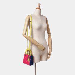 مملوكة مسبقًا Dior Pink Mini Tricolor Lambskin Cannage Lady Dior