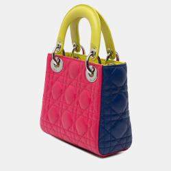 مملوكة مسبقًا Dior Pink Mini Tricolor Lambskin Cannage Lady Dior