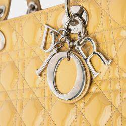 مملوكة مسبقًا حقيبة ليدي ديور ديور صفراء كبيرة كاناج بر اءة اختراع