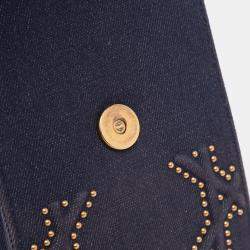 Pre Owned حقيبة كروس بودي عمودية جينز مرصعة رمادية ديوراما ديور