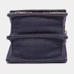 Pre Owned حقيبة كروس بودي عمودية جينز مرصعة رمادية ديوراما ديور