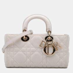 Pre Owned Dior White Medium Technical Fabric Macrocannage Lady D Joy