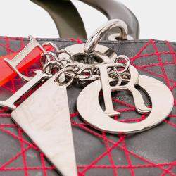 Pre Owned حقيبة ديور ليدي ديور ميتاليك لامبسكين كاناج رمادية أنسلم ريل متوسطة