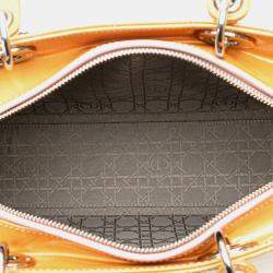 Pre Owned Dior Brown Large Patent Cannage Lady Dior