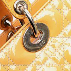 Pre Owned Dior Brown Large Patent Cannage Lady Dior