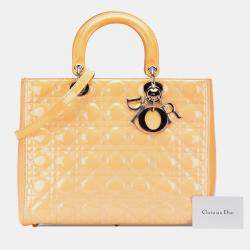 Pre Owned Dior Brown Large Patent Cannage Lady Dior