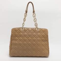 Pre Owned حقيبة يد توتس ديور سوفت ليدي ديور جلد كاناج أزرق كبيرة