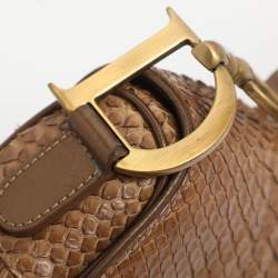 مملوكة مسبقًا Dior Saddle Beige Patent Leather and Python Leather Saddle Bag