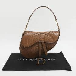 مملوكة مسبقًا Dior Saddle Beige Patent Leather and Python Leather Saddle Bag