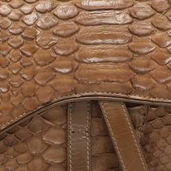 مملوكة مسبقًا Dior Saddle Beige Patent Leather and Python Leather Saddle Bag