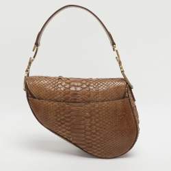 مملوكة مسبقًا Dior Saddle Beige Patent Leather and Python Leather Saddle Bag
