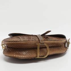 مملوكة مسبقًا Dior Saddle Beige Patent Leather and Python Leather Saddle Bag