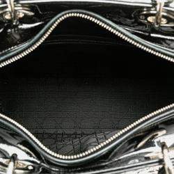 مملوكة مسبقًا حقيبة ديور ليدي كاناج جلد براءة سوداء كبيرة