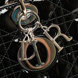 مملوكة مسبقًا حقيبة ديور ليدي كاناج جلد براءة سوداء كبيرة