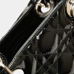 مملوكة مسبقًا حقيبة ديور ليدي كاناج جلد براءة سوداء كبيرة