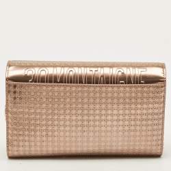 Pre Owned محفظة ديور 30 مونتين جلد لامع ميكروجاناج ذهبي وردي مع سلسلة