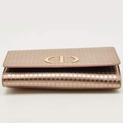 Pre Owned محفظة ديور 30 مونتين جلد لامع ميكروجاناج ذهبي وردي مع سلسلة