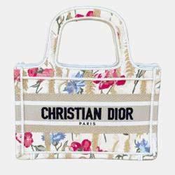 Pre Owned Dior Limited edition hibiscus embroidered mini tote