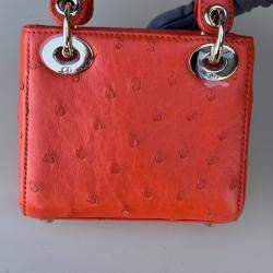 Pre Owned Dior Mini Lady Dior orange ostrich leather