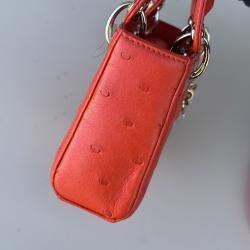Pre Owned Dior Mini Lady Dior orange ostrich leather