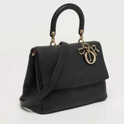 Pre Owned Dior Be Dior Medium Black Leather Top Handle Bag