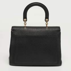 Pre Owned Dior Be Dior Medium Black Leather Top Handle Bag