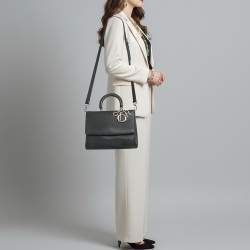 Pre Owned Dior Be Dior Medium Black Leather Top Handle Bag