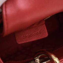 Pre Owned Dior Red Mini Iridescent Lambskin Cannage Lady Dior