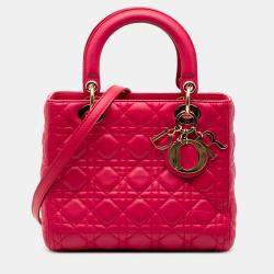 Pre Owned Dior Pink Medium Lambskin Cannage Lady Dior