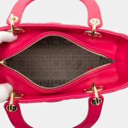 Pre Owned Dior Pink Medium Lambskin Cannage Lady Dior