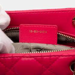 Pre Owned Dior Pink Medium Lambskin Cannage Lady Dior