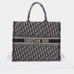 Pre Owned حقيبة يد ديور بوك توت قماش زرقاء كبيرة