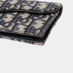 مملوكة مسبقًا Dior Saddle Flap Blue Canvas Card Wallet