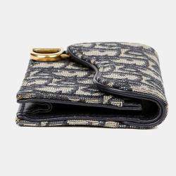 مملوكة مسبقًا Dior Saddle Flap Blue Canvas Card Wallet