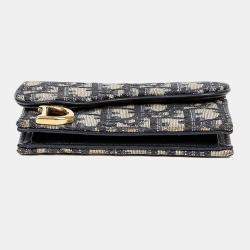 مملوكة مسبقًا Dior Saddle Flap Blue Canvas Card Wallet