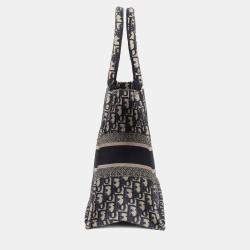 Pre Owned Dior Book Tote Medium Blue Canvas Tote Bag