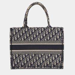 Pre Owned Dior Book Tote Medium Blue Canvas Tote Bag