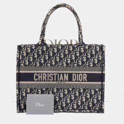 Pre Owned Dior Book Tote Medium Blue Canvas Tote Bag