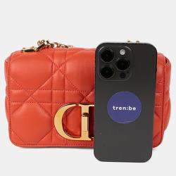 Pre Owned حقيبة كتف سلسلة  جلد برتقالي صغيرة كاريو ديور