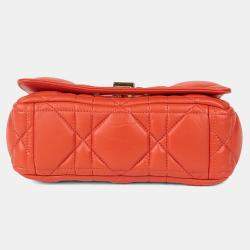 Pre Owned حقيبة كتف سلسلة جلد برتقالي صغيرة كاريو ديور