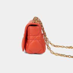 Pre Owned حقيبة كتف سلسلة جلد برتقالي صغيرة كاريو ديور