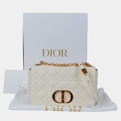 Pre Owned حقيبة كتف سلسلة جلد أبيض ميديوم ديور كاريو