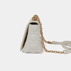 Pre Owned حقيبة كتف سلسلة جلد أبيض ميديوم ديور كاريو