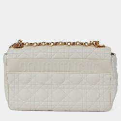 Pre Owned حقيبة كتف سلسلة جلد أبيض ميديوم ديور كاريو