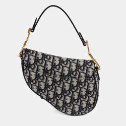 Pre Owned Dior Oblique Saddle Mini Blue Oblique Jacquard Canvas Shoulder Bag