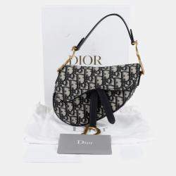 Pre Owned Dior Oblique Saddle Mini Blue Oblique Jacquard Canvas Shoulder Bag