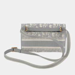 مملوكة مسبقًا Dior Saddle Slim Gray Leather Pouch Belt Bag