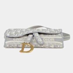 مملوكة مسبقًا Dior Saddle Slim Gray Leather Pouch Belt Bag