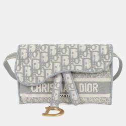 مملوكة مسبقًا Dior Saddle Slim Gray Leather Pouch Belt Bag
